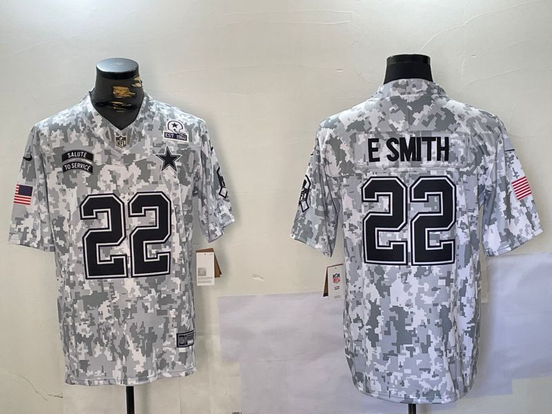 Men Dallas Cowboys #22 E.Smith Nike Arctic Camo 2024 Salute to Service Limited NFL Jersey style 3->dallas cowboys->NFL Jersey